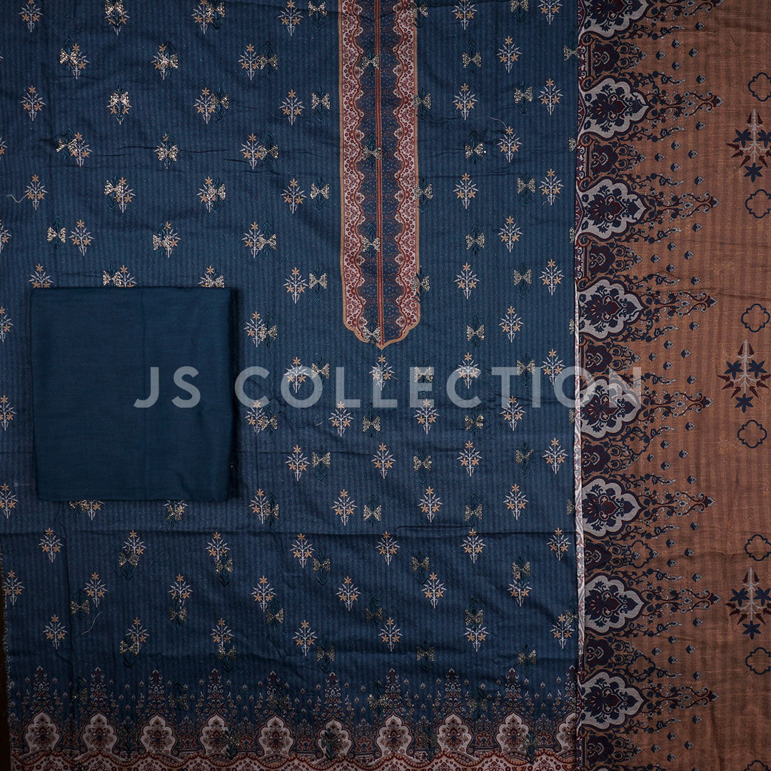 3 Pc Digital Lawn Embroidered with Bamber Chiffon Dupatta Un-stitched-UN2192