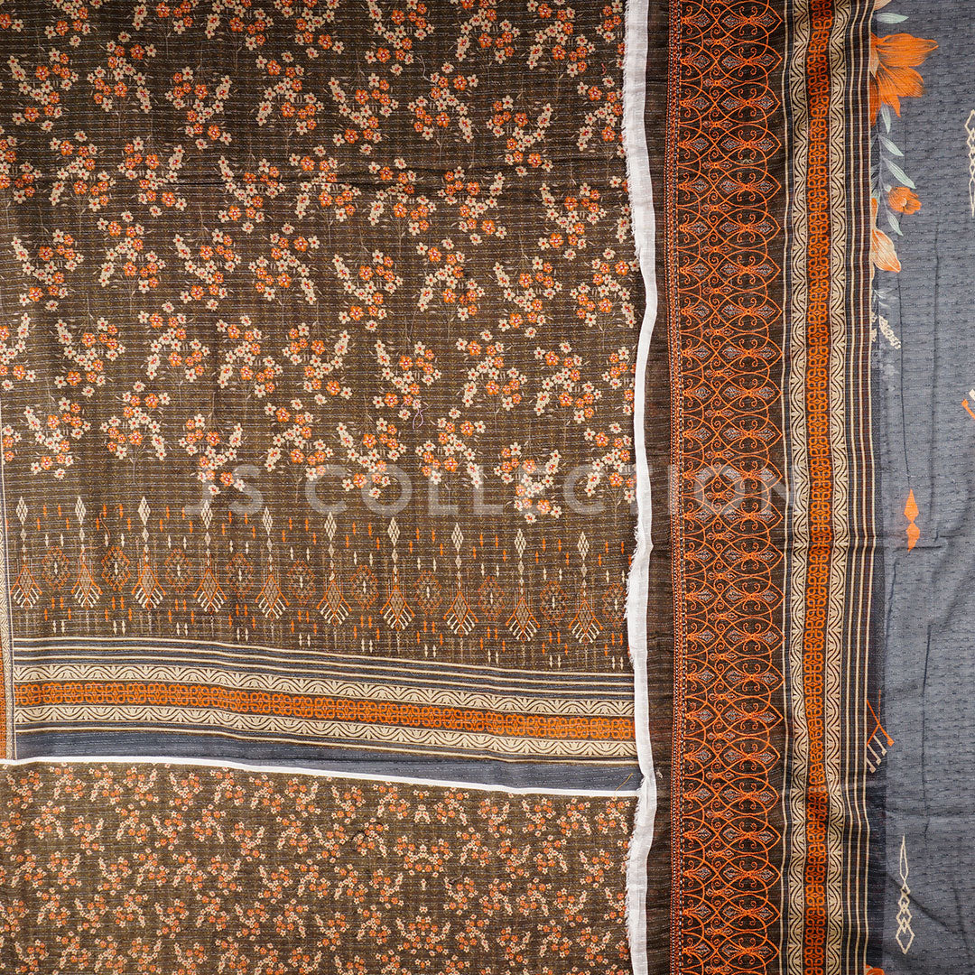 3 Pc Digital Slub Lawn Embroidered Dupatta Un-stitched-UN2156