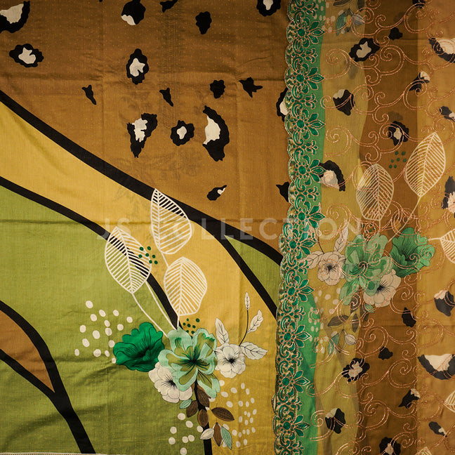 3 Pc Lawn Embroidered Chiffon Dupatta Cutwork Un-stitched-UN2058