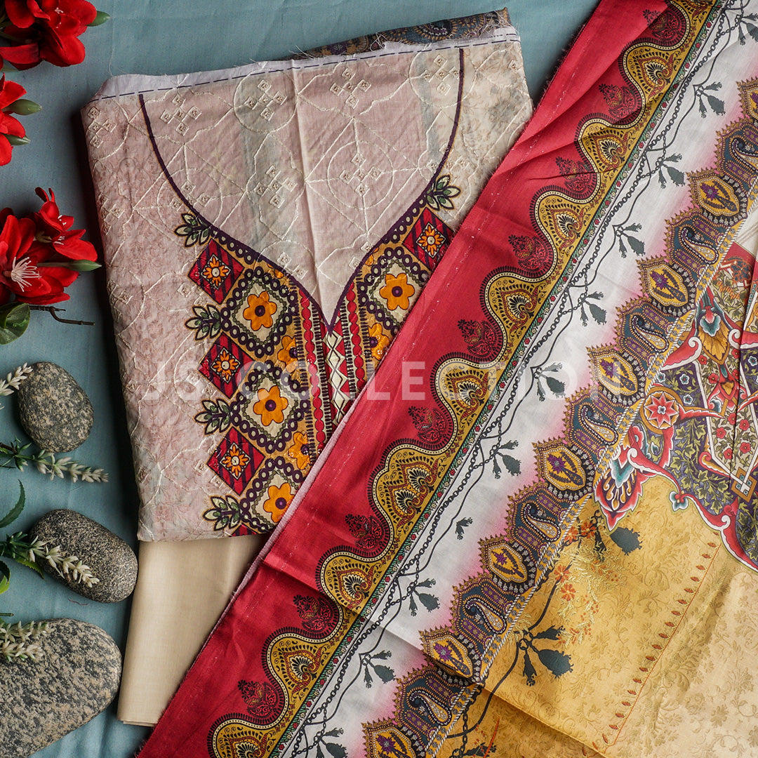 3 Pc Lawn Chikankari Lawn Dupatta Un-stitched-UN2087