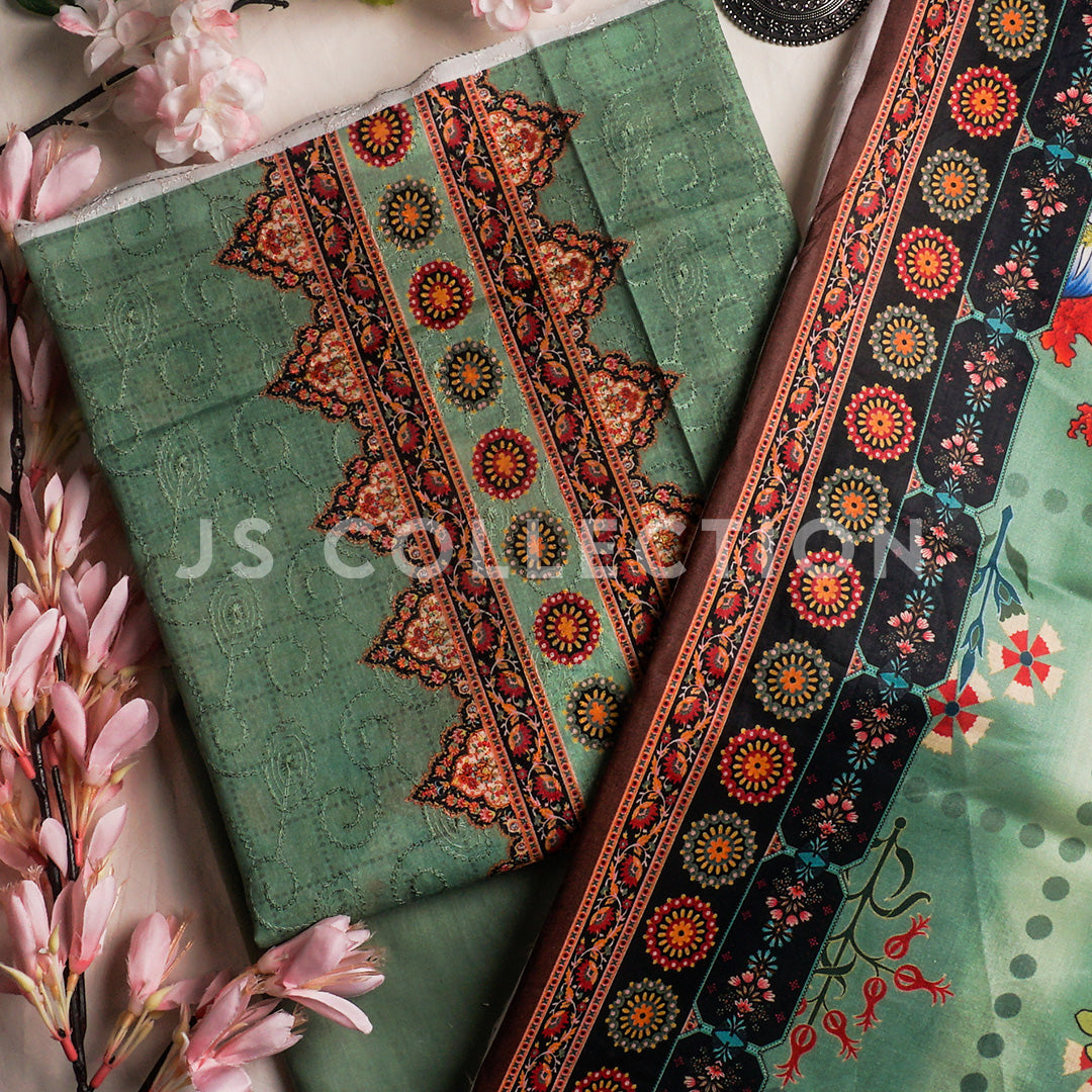 3 Pc Lawn Chikankari Lawn Dupatta Un-stitched-UN2099