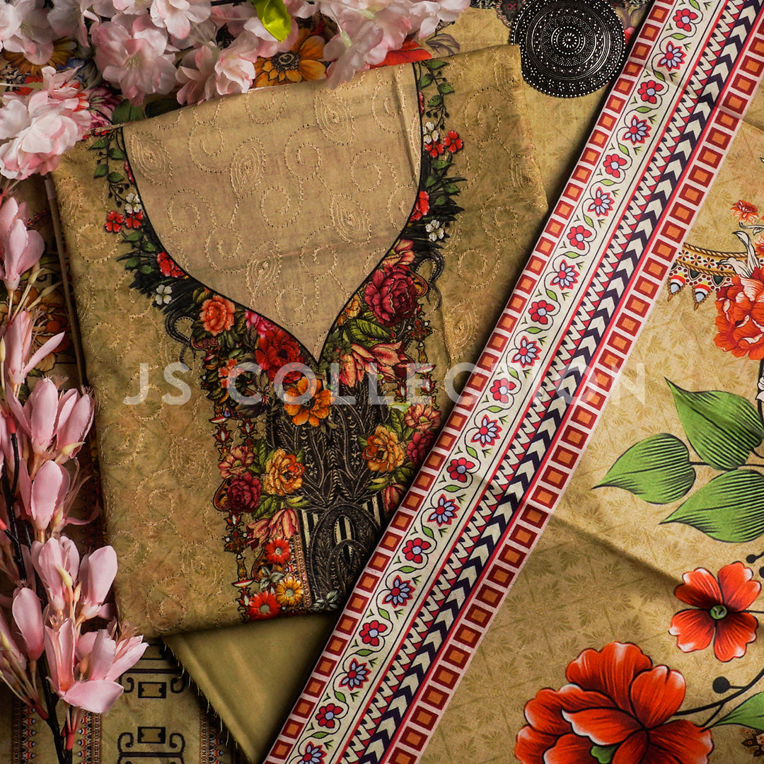 3 Pc Lawn Chikankari Lawn Dupatta Un-stitched-UN2097
