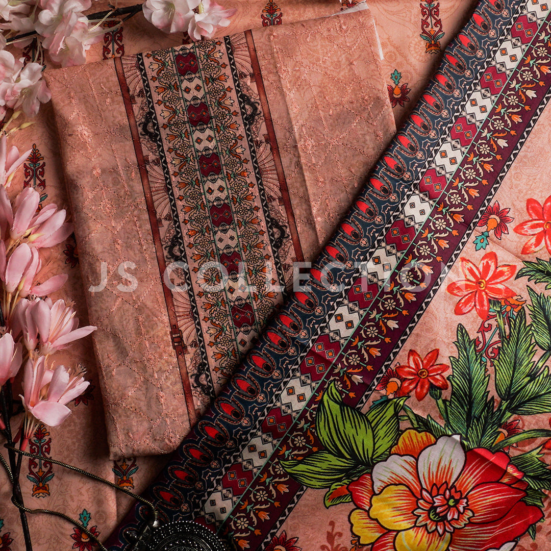 3 Pc Lawn Chikankari Lawn Dupatta Un-stitched-UN2091