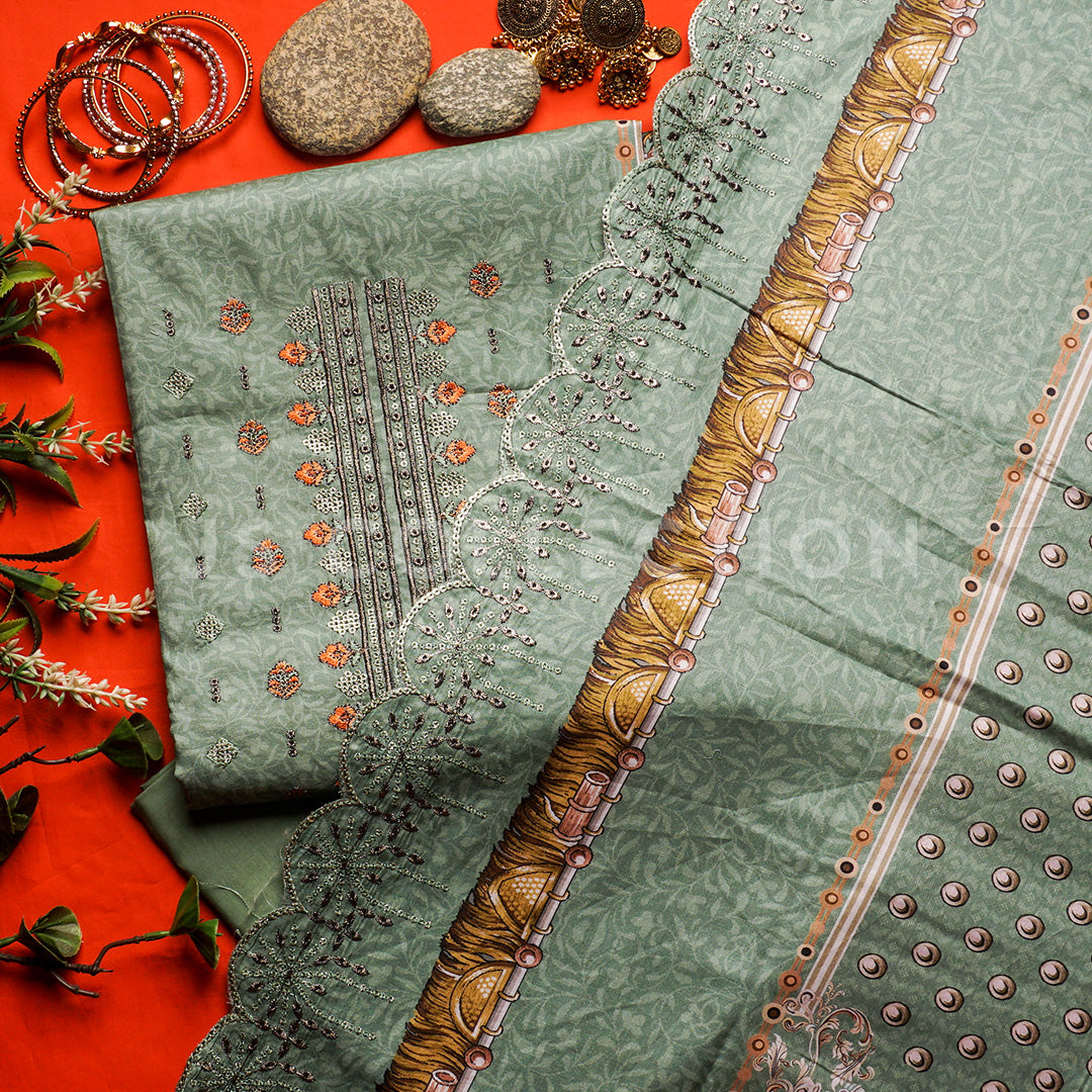 3 Pc Digital Lawn Embroidered with Lawn Dupatta Cutwork Un-stitched-UN2215