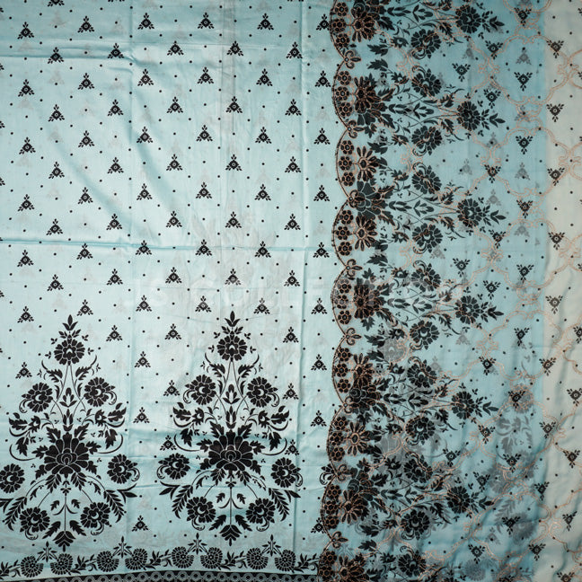 3 Pc Lawn Embroidered Chiffon Dupatta Cutwork Un-stitched-UN2057
