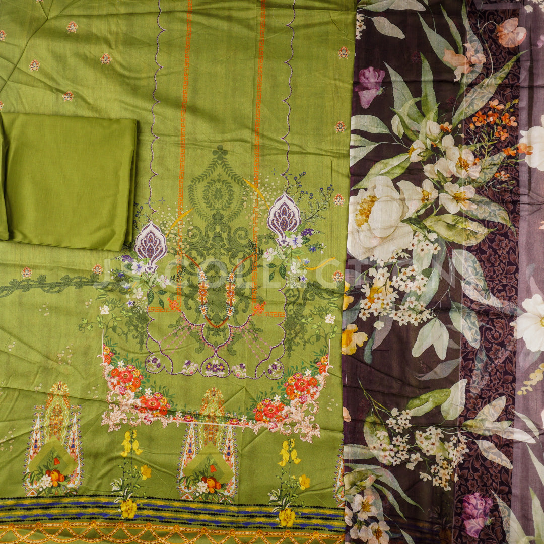 3 Pc Lawn Printed Bamber Chiffon Dupatta Un-stitched-UN2134