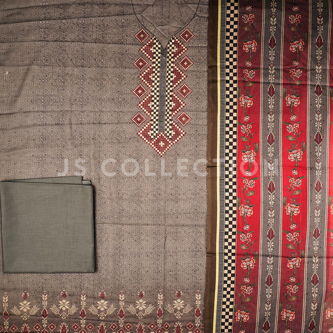 3 Pc Lawn Chikankari Lawn Dupatta Un-stitched-UN2084