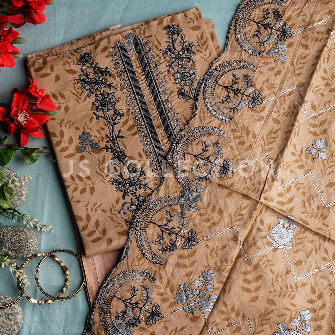 3 Pc Lawn Embroidered Lawn Dupatta Cutwork Un-stitched-UN2081