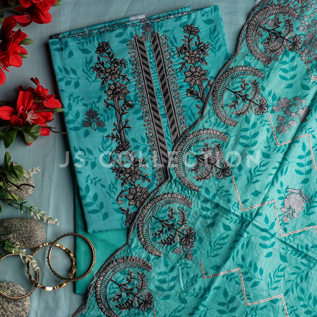 3 Pc Lawn Embroidered Lawn Dupatta Cutwork Un-stitched-UN2075