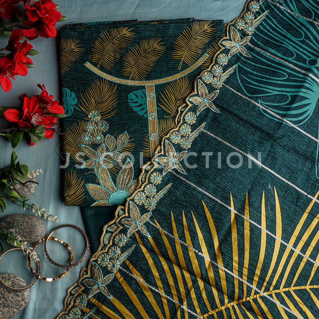 3 Pc Lawn Embroidered Lawn Dupatta Cutwork Un-stitched-UN2076