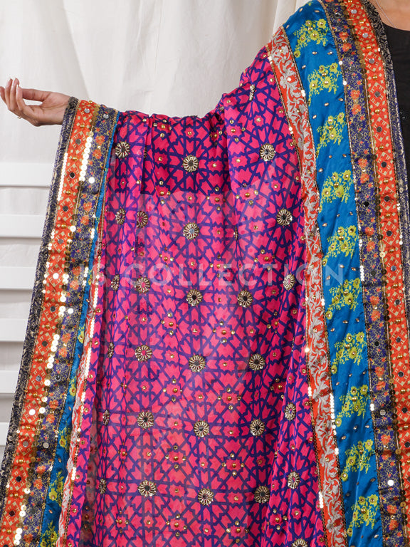 Multi Silk Handwork Dupatta - VS9281