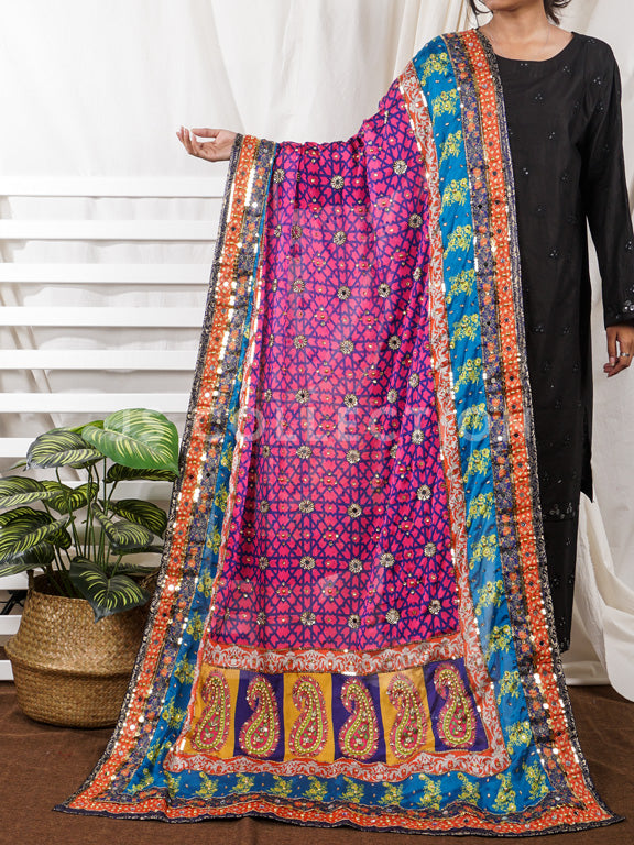 Multi Silk Handwork Dupatta - VS9281