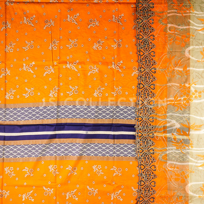 3 Pc Lawn Embroidered Chiffon Dupatta Cutwork Un-stitched-UN2040a