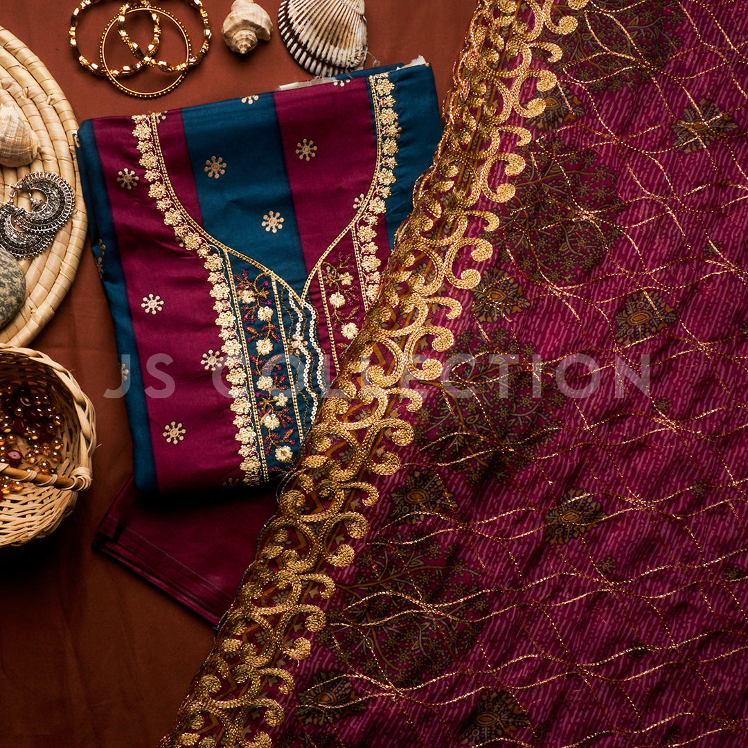 3 Pc Lawn Embroidered Chiffon Dupatta Cutwork Un-stitched-UN2231