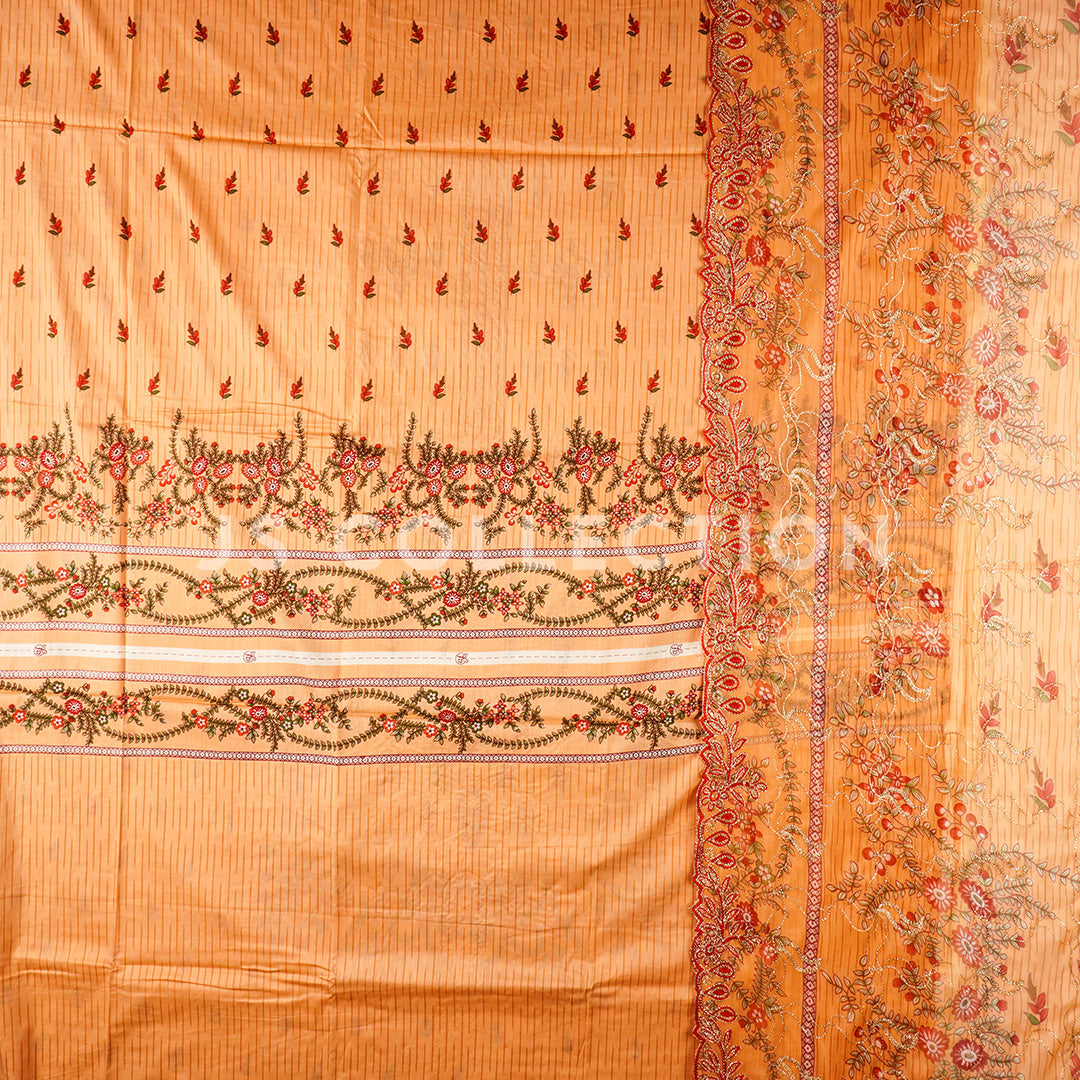 3 Pc Lawn Embroidered Chiffon Dupatta Cutwork Un-stitched-UN2148
