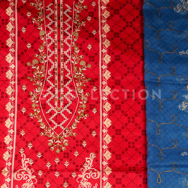 3 Pc Lawn Embroidered Chiffon Dupatta Cutwork Un-stitched-UN2005