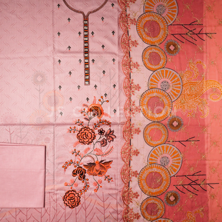 3 Pc Lawn Embroidered Chiffon Dupatta Cutwork Un-stitched-UN2052