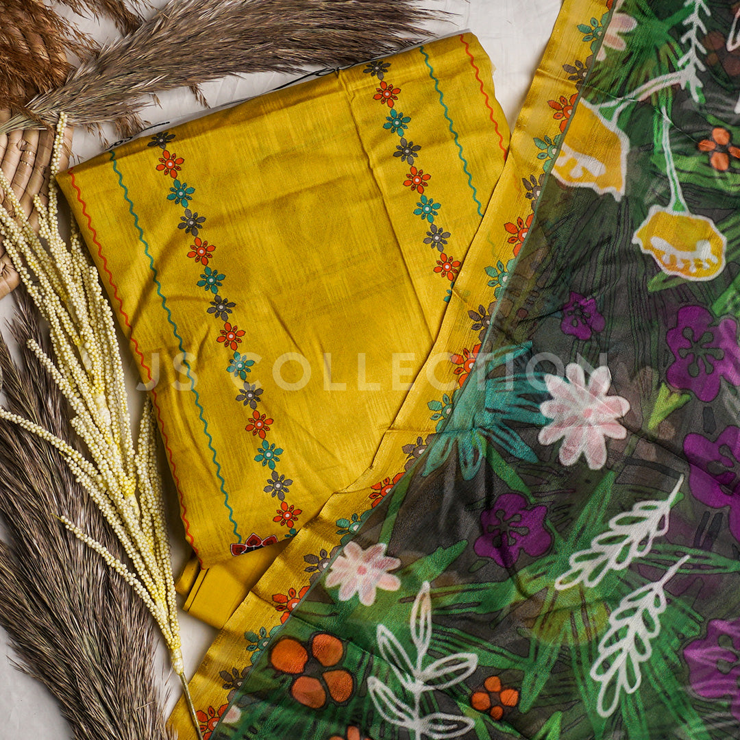 3 Pc Lawn Printed Bamber Chiffon Dupatta Un-stitched-UN2131