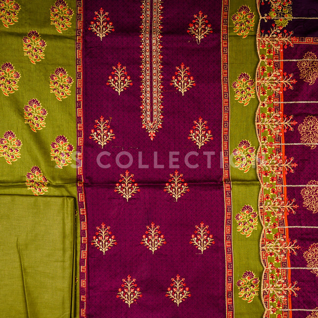 3 Pc Lawn Embroidered Lawn Dupatta Cutwork Un-stitched-UN2074
