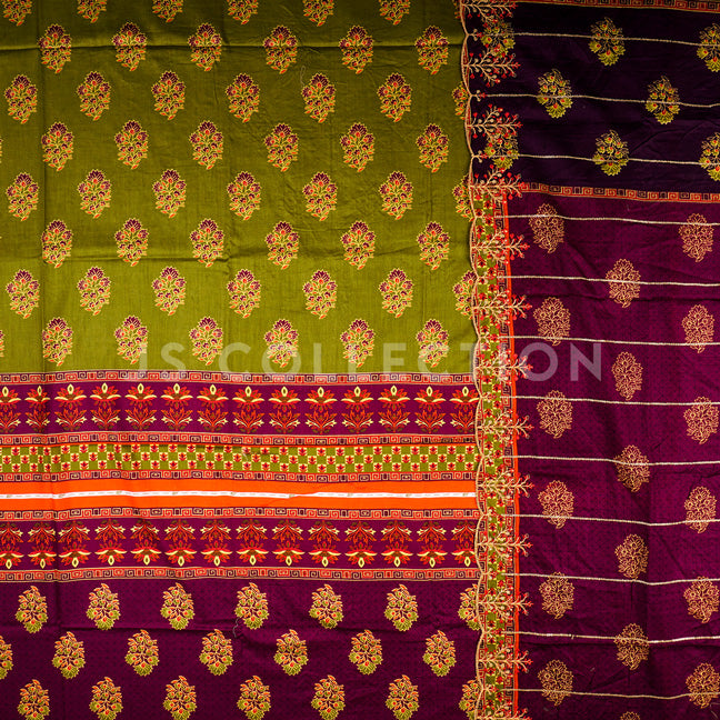 3 Pc Lawn Embroidered Lawn Dupatta Cutwork Un-stitched-UN2074