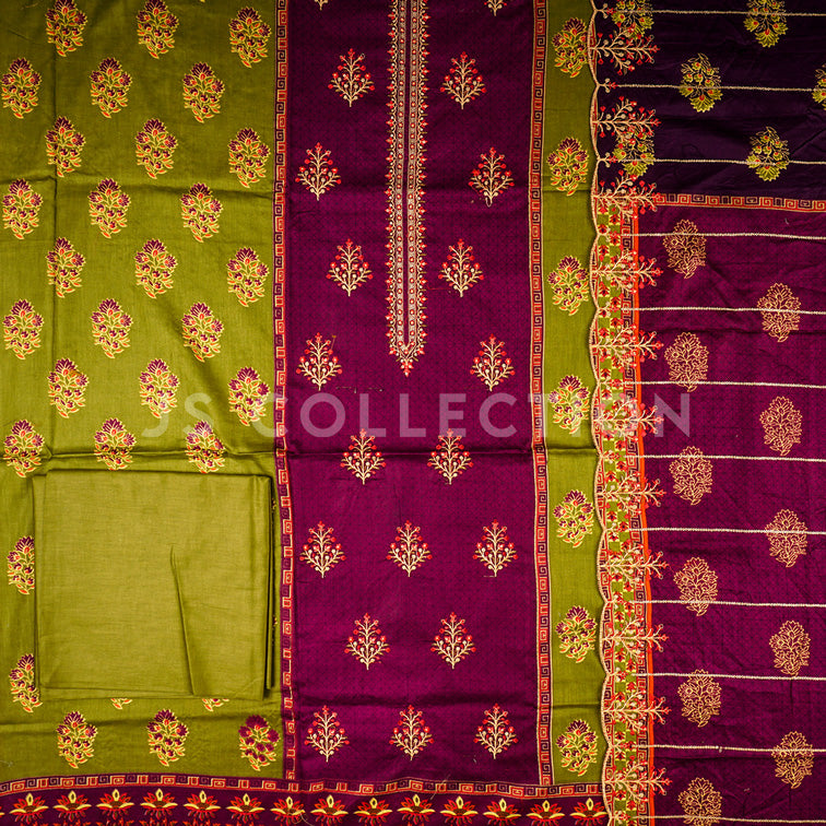 3 Pc Lawn Embroidered Lawn Dupatta Cutwork Un-stitched-UN2074