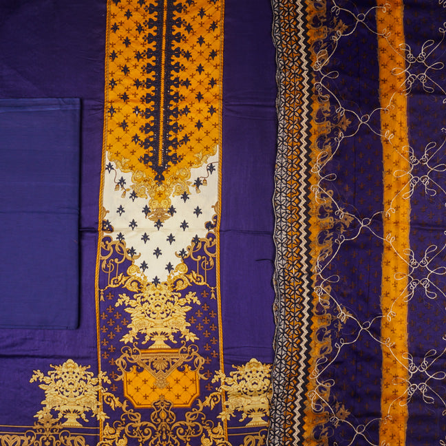 3 Pc Lawn Embroidered Chiffon Dupatta Cutwork Un-stitched-UN2014