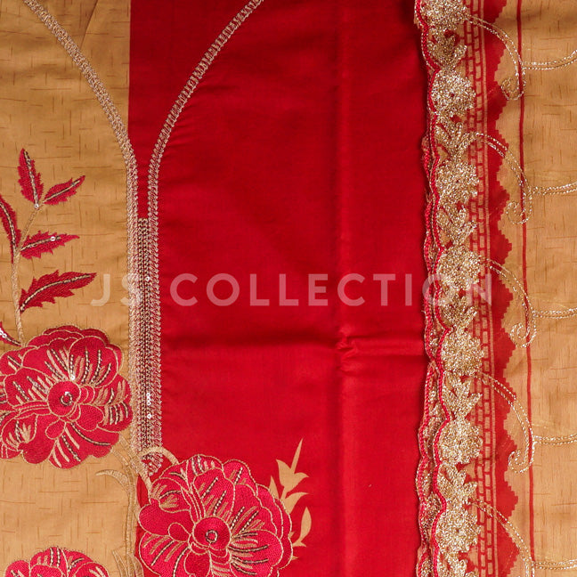 3 Pc Lawn Embroidered Chiffon Dupatta Cutwork Un-stitched-UN2013a