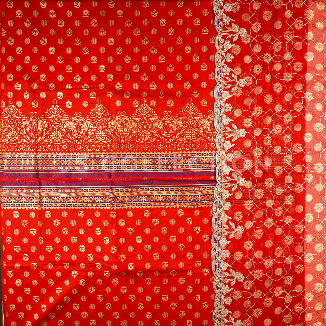 3 Pc Lawn Embroidered Chiffon Dupatta Cutwork Un-stitched-UN2162