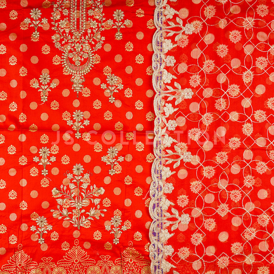 3 Pc Lawn Embroidered Chiffon Dupatta Cutwork Un-stitched-UN2162