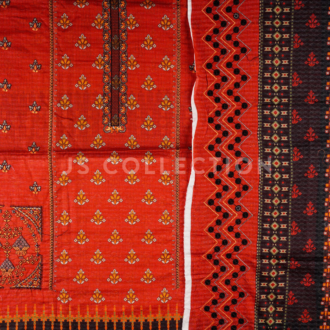 3 Pc Digital Slub Lawn Embroidered Dupatta Un-stitched-UN2154