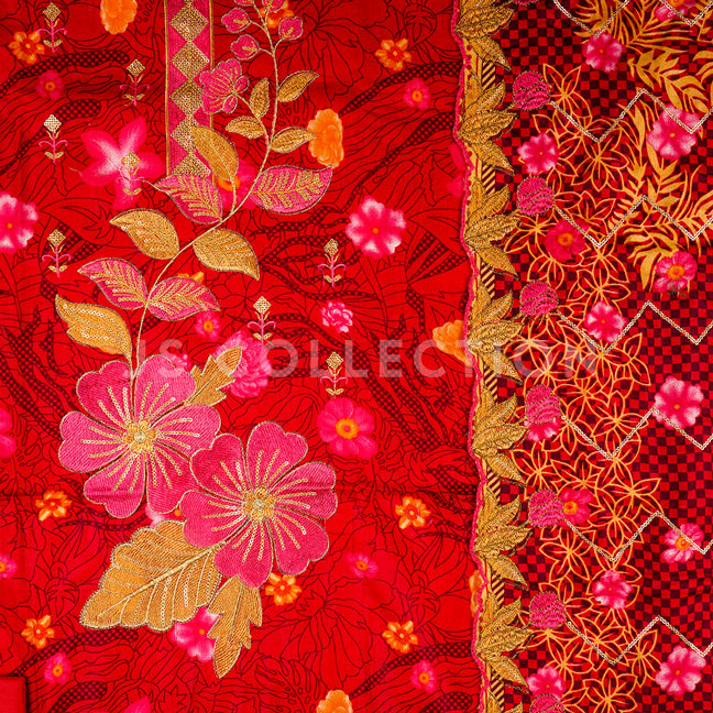 3 Pc Lawn Embroidered Lawn Dupatta Cutwork Un-stitched-UN2082