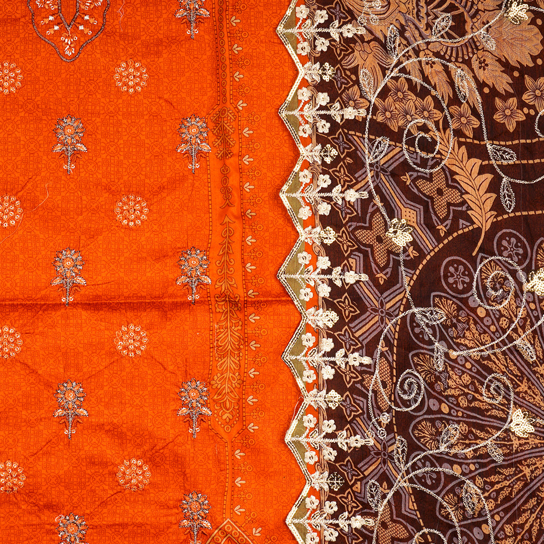 3 Pc Lawn Embroidered Chiffon Dupatta Cutwork Un-stitched-UN2269