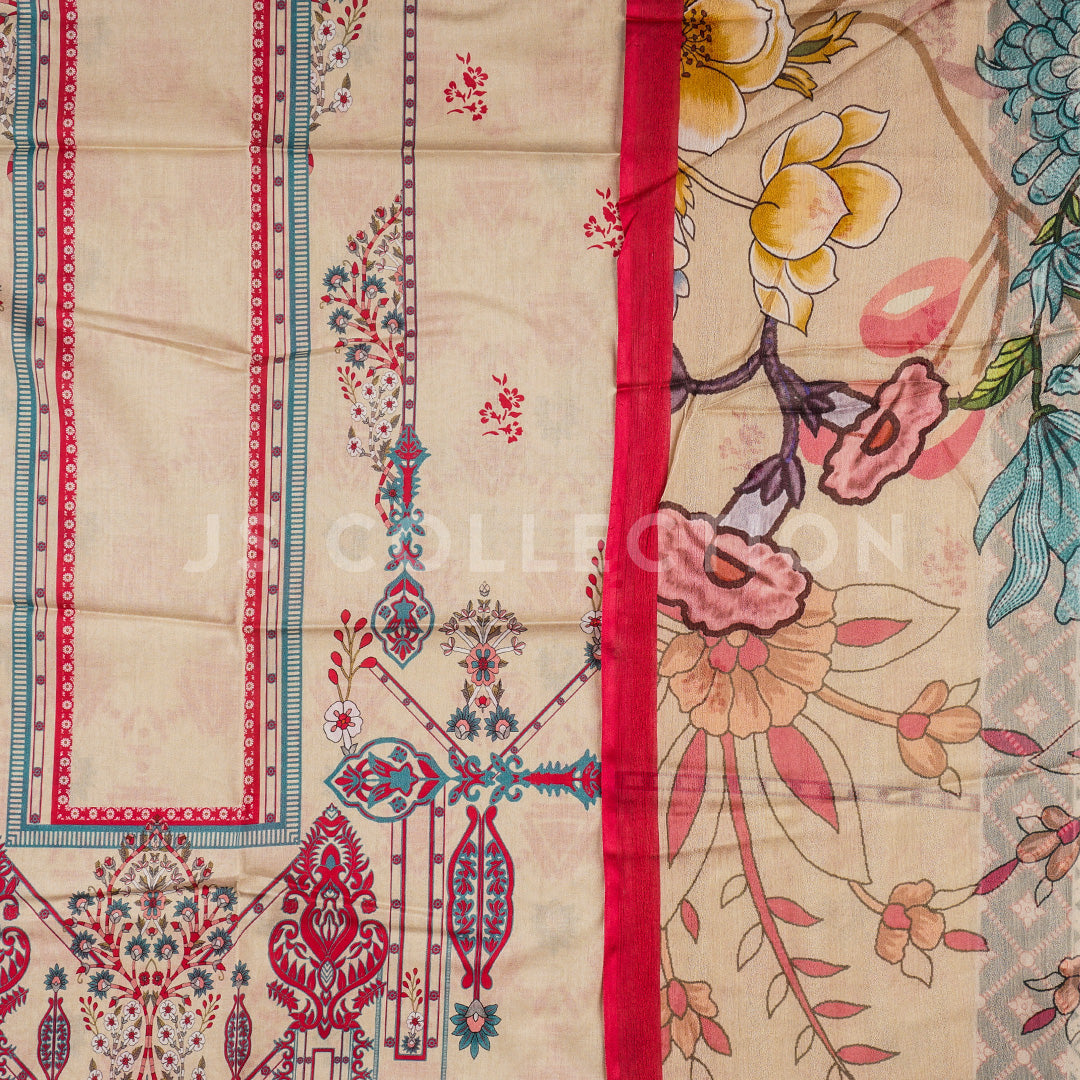 3 Pc Lawn Printed Bamber Chiffon Dupatta Un-stitched-UN2128