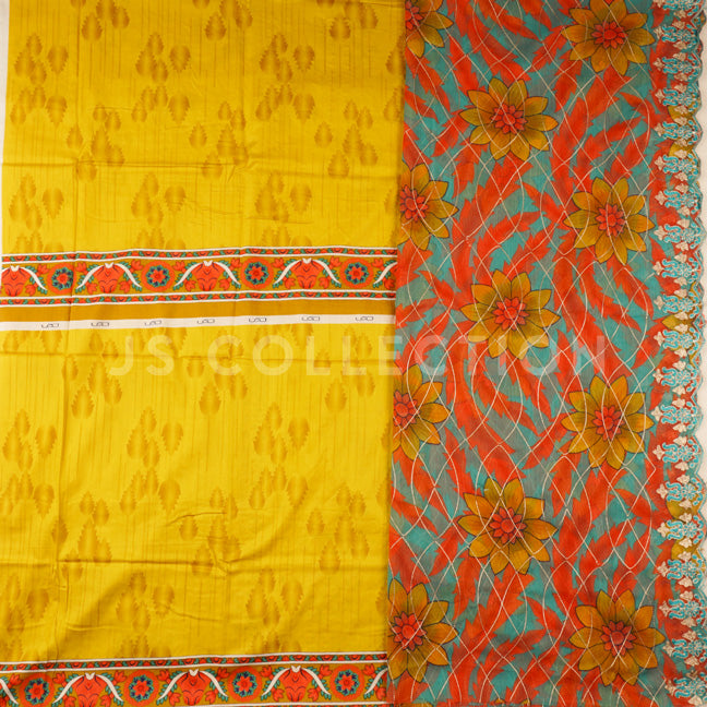 3 Pc Lawn Embroidered Chiffon Dupatta Cutwork Un-stitched-UN2007