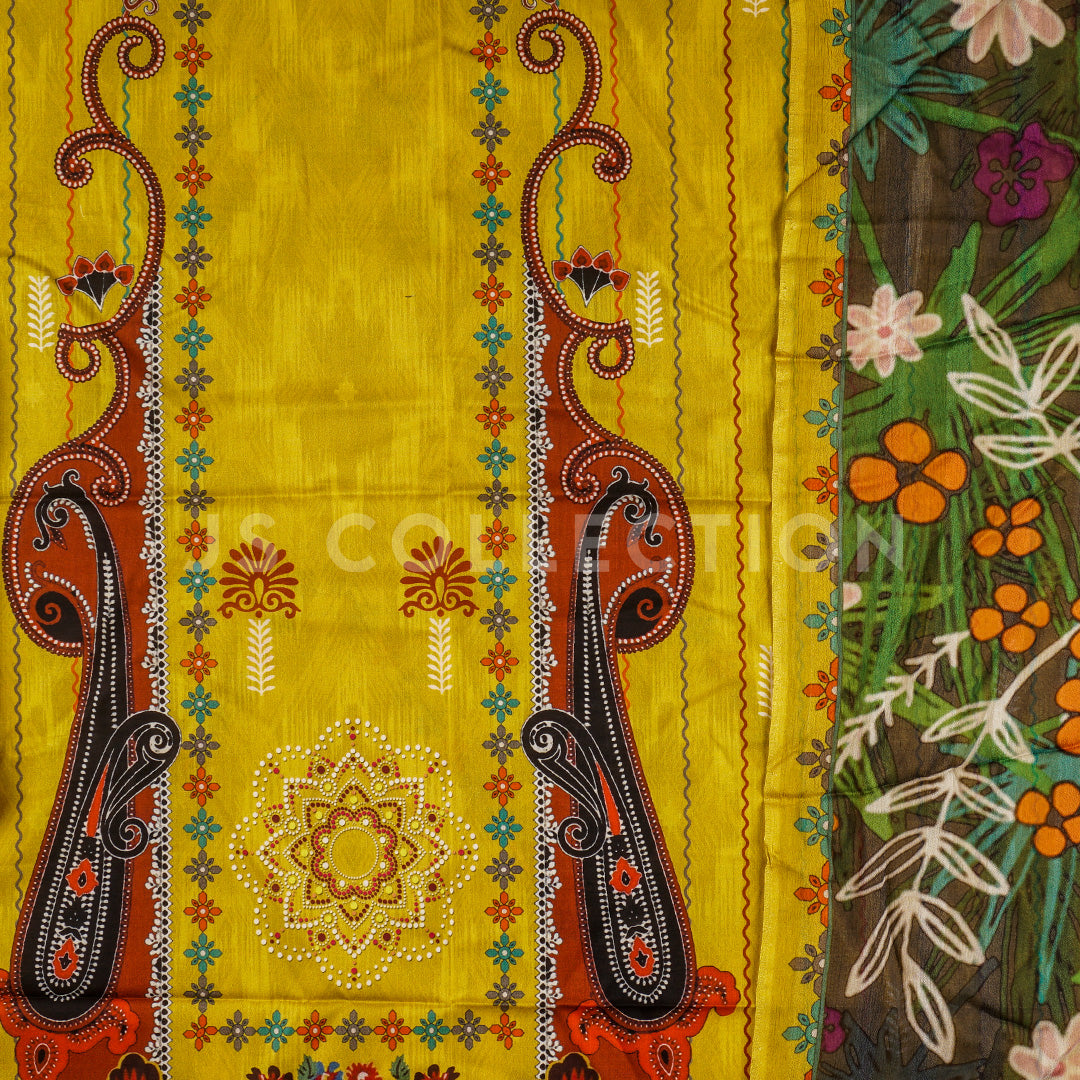 3 Pc Lawn Printed Bamber Chiffon Dupatta Un-stitched-UN2131