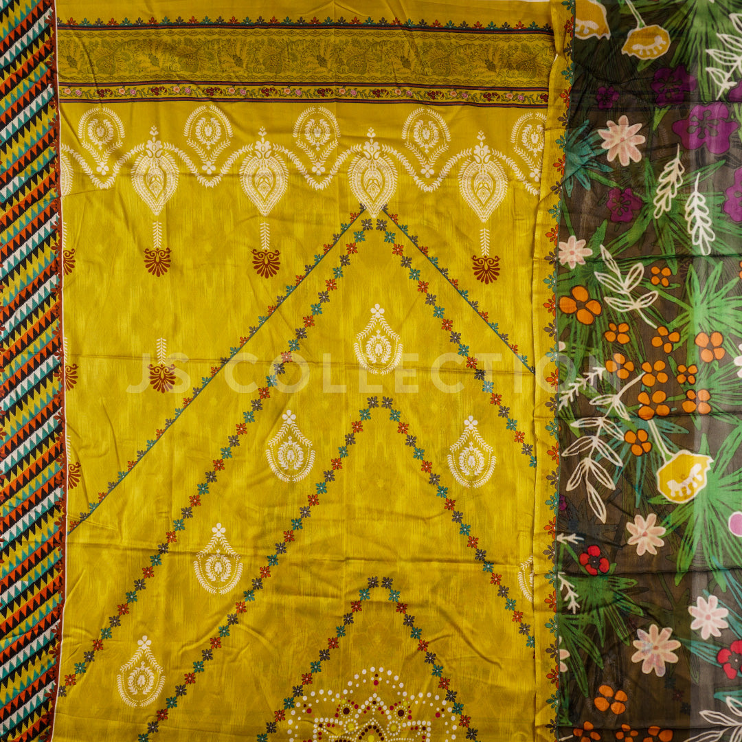 3 Pc Lawn Printed Bamber Chiffon Dupatta Un-stitched-UN2131