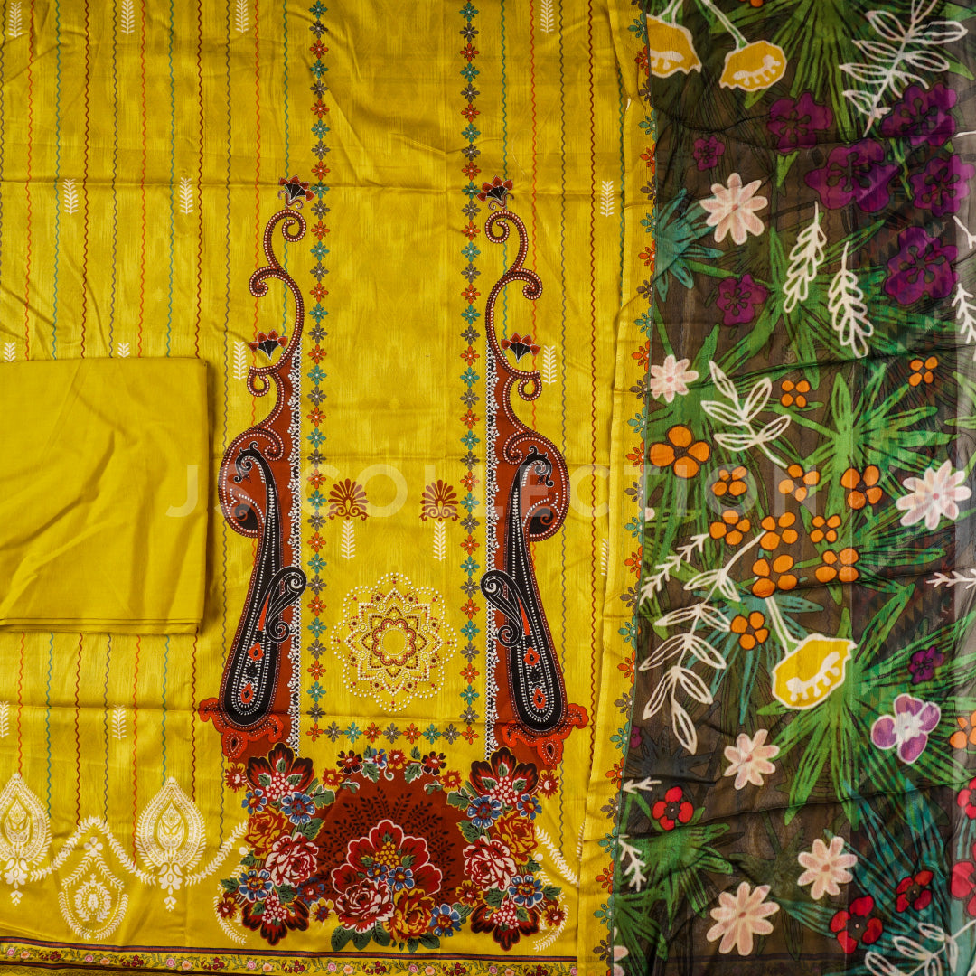 3 Pc Lawn Printed Bamber Chiffon Dupatta Un-stitched-UN2131