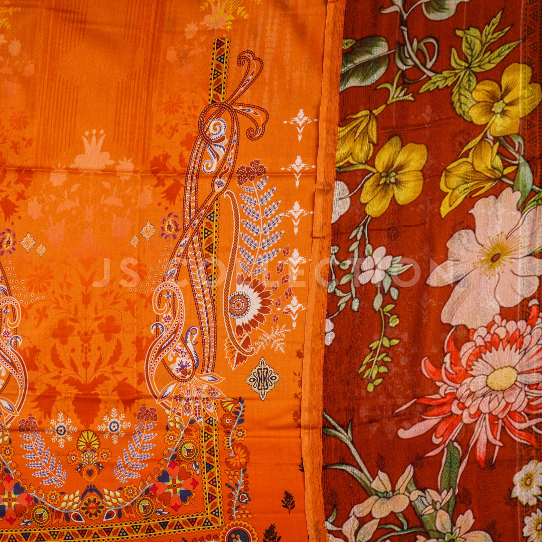 3 Pc Lawn Printed Bamber Chiffon Dupatta Un-stitched-UN2129