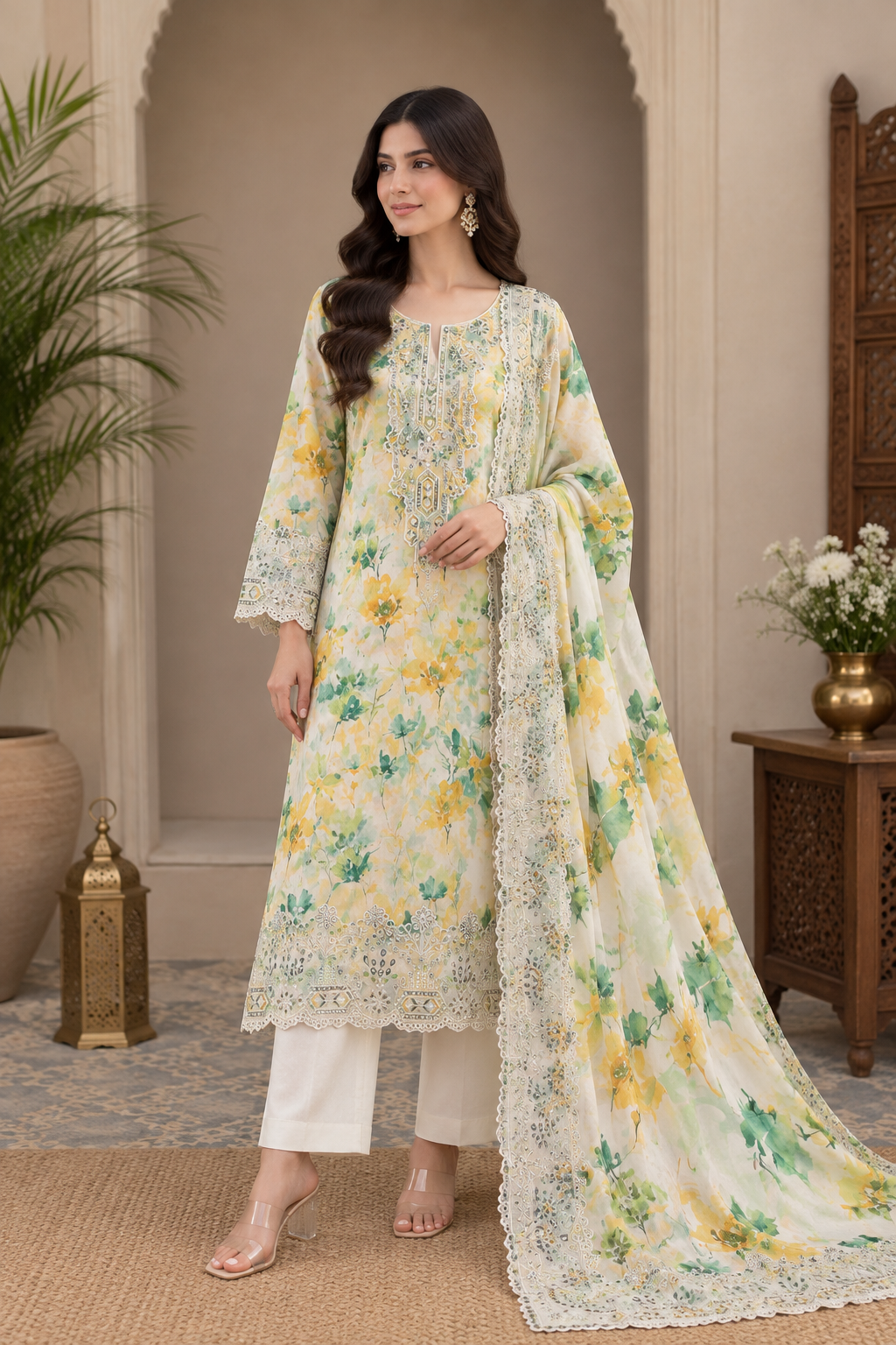 Fatima Zehra Lawn with Lawn Dupatta Daman Chikankari Un-stitched-UN2783