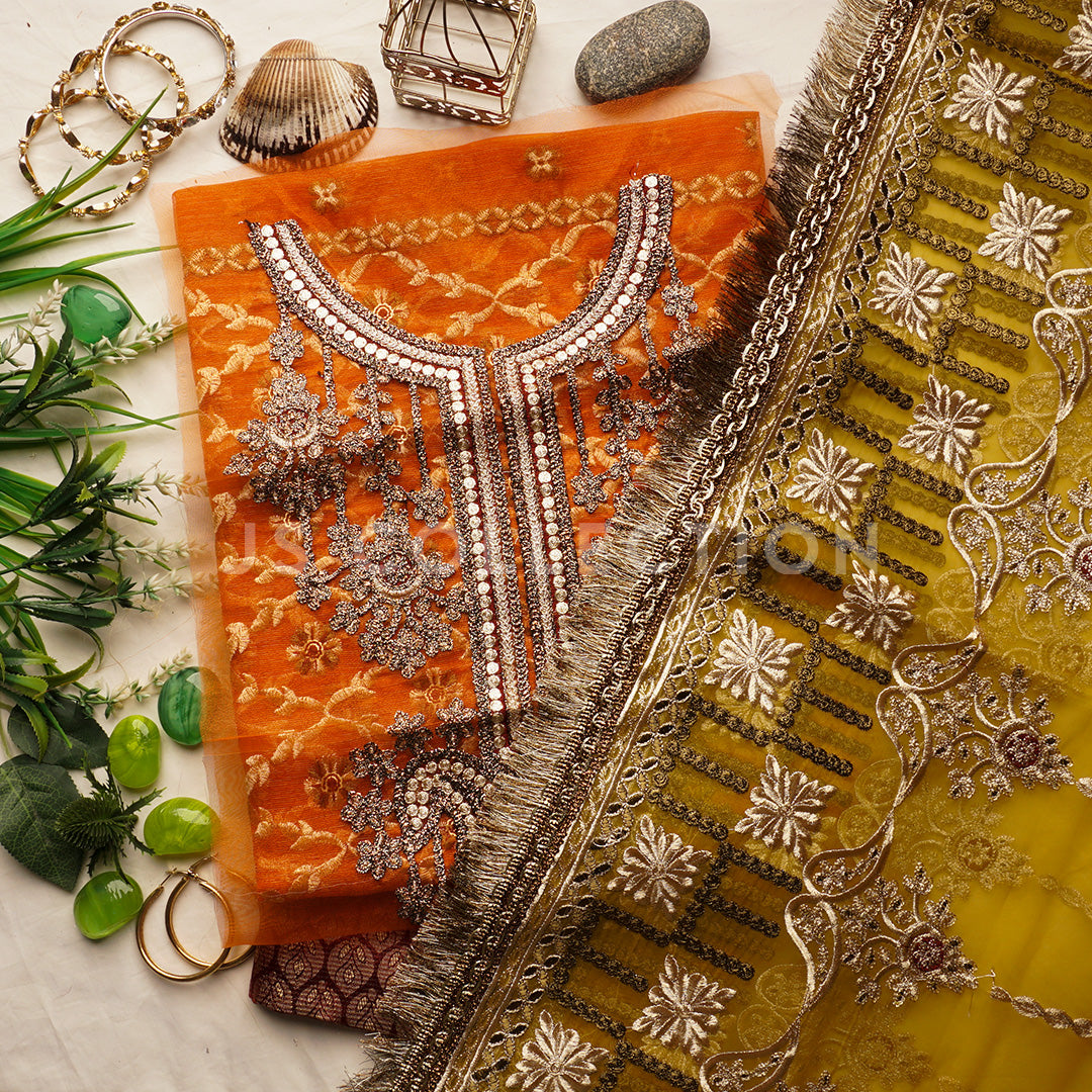 Luxurious Masoori Embroidered Fancy Dress Un-stitched-UN2391