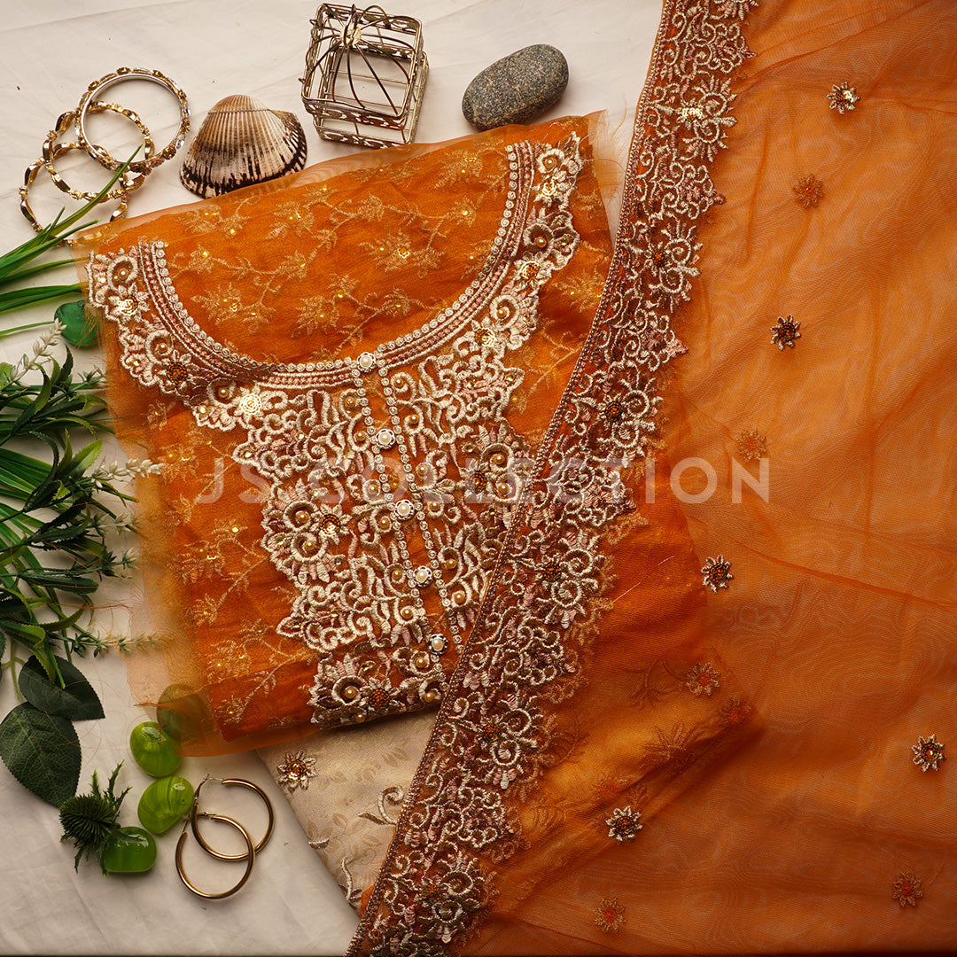 Luxurious Masoori Embroidered Fancy Dress Un-stitched-UN2390c