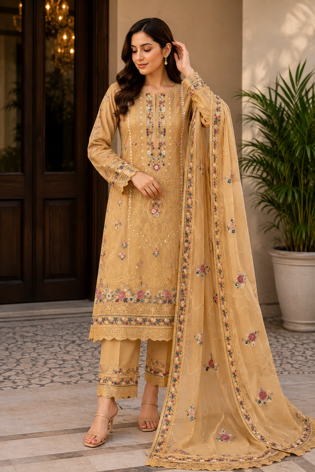 Fatima Zehra with Lawn dupatta Daman Chikankari Un-stitched-UN2761