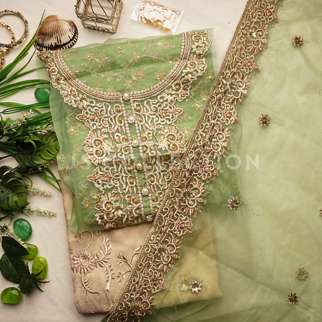 Luxurious Masoori Embroidered Fancy Dress Un-stitched-UN2390a