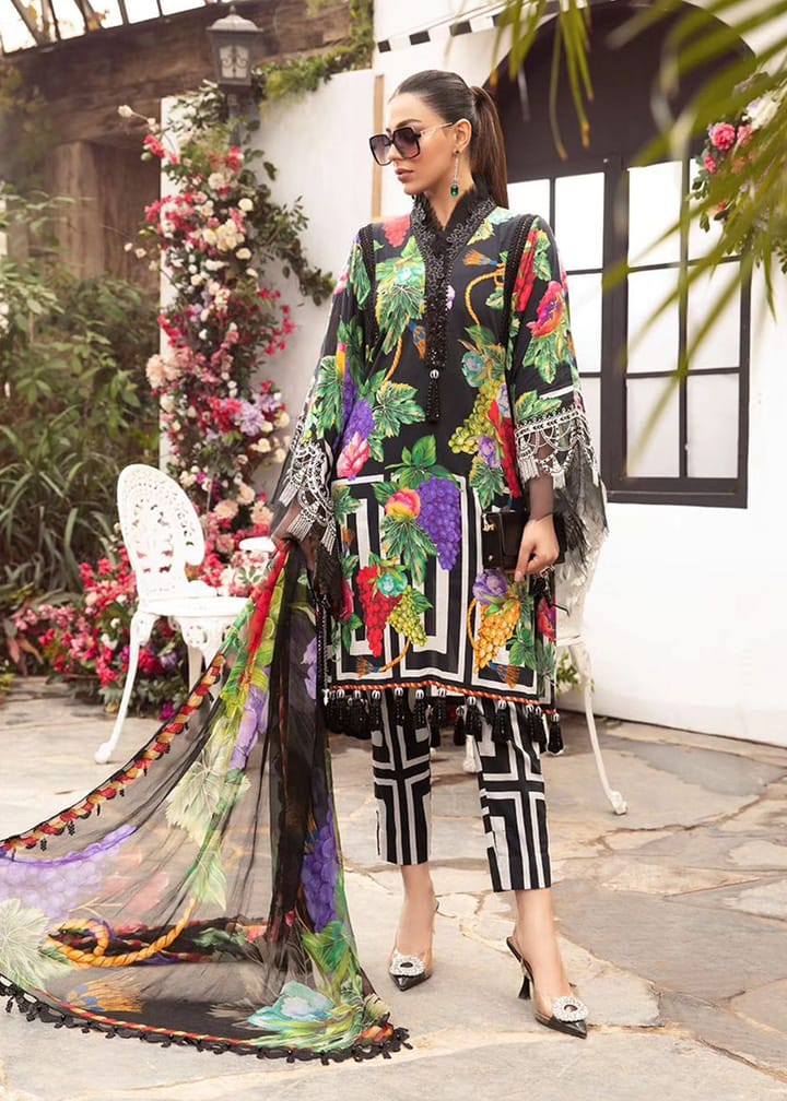 3 Pc Lawn Printed with Patches & Chiffon Dupatta Un-stitched-UN2608