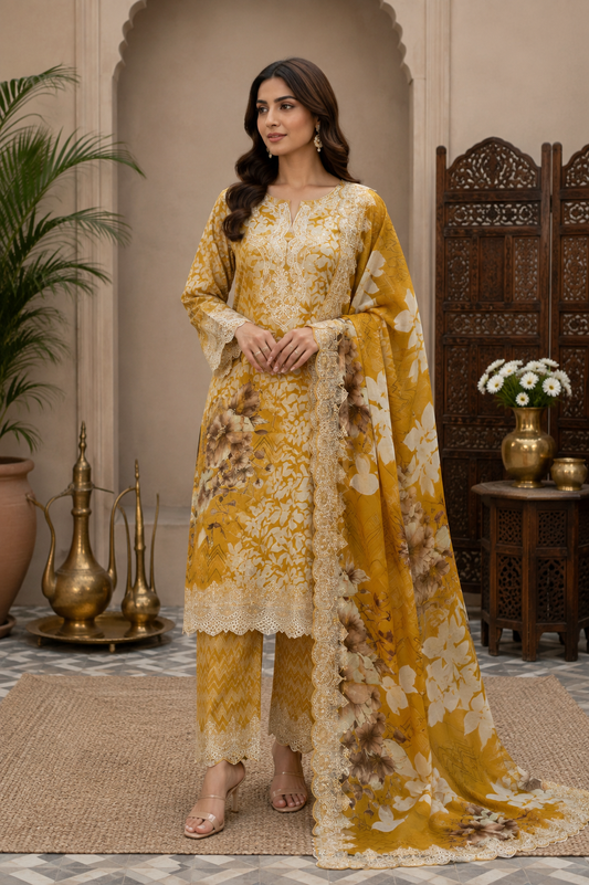 Fatima Zehra with Lawn dupatta Daman Chikankari Un-stitched-UN2769