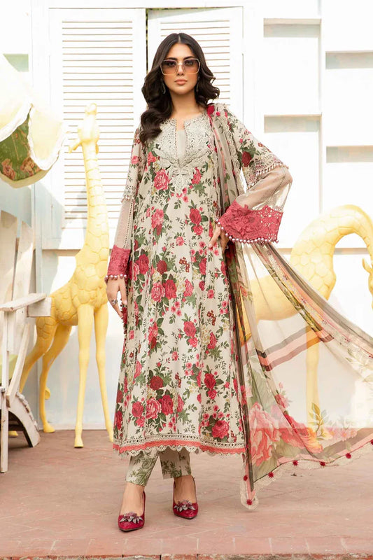 3 Pc Lawn Printed with Patches & Chiffon Dupatta Un-stitched-UN2633