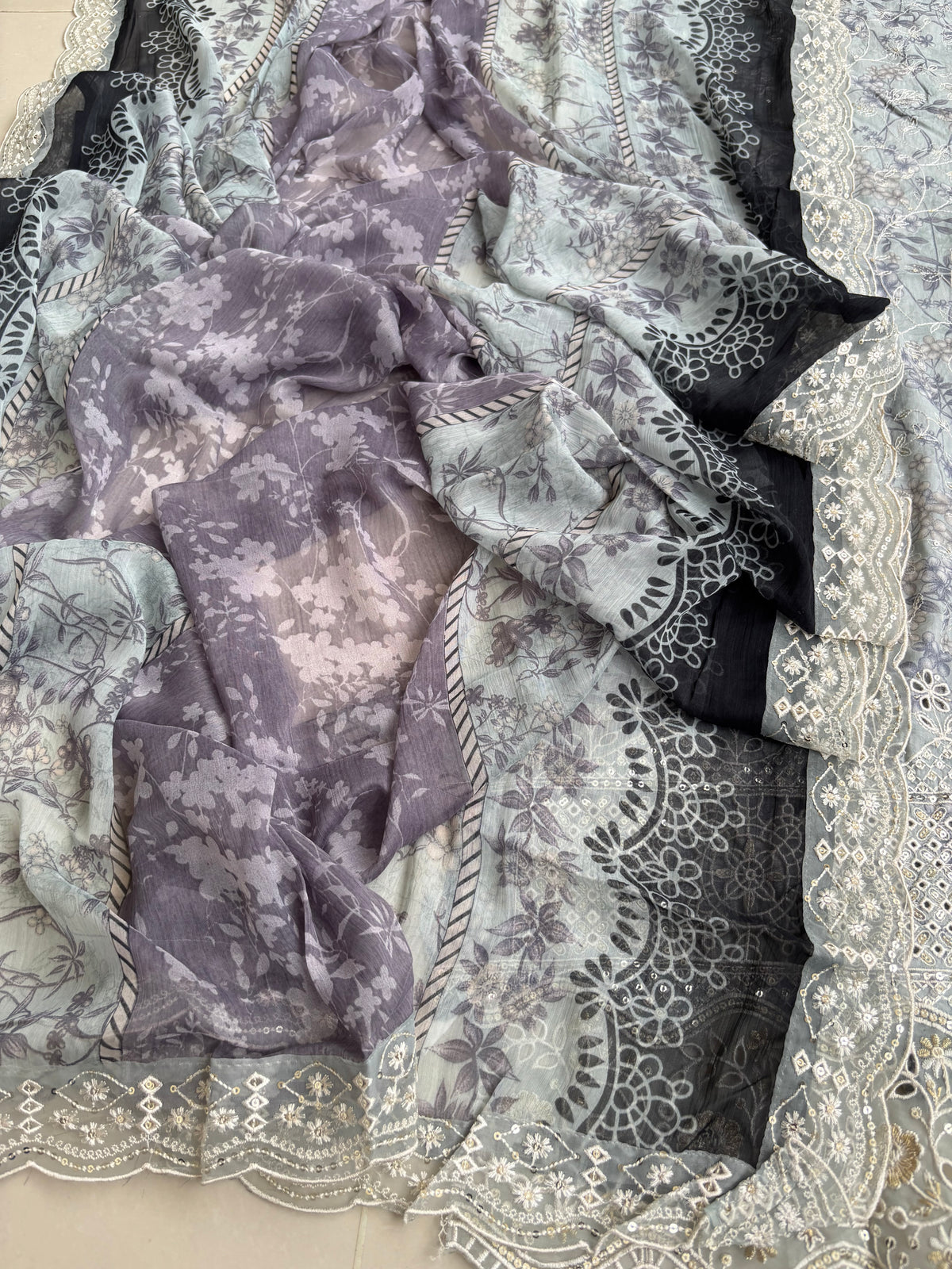 Fatima Zehra with Chiffon dupatta Daman Chikankari Un-stitched-UN2768