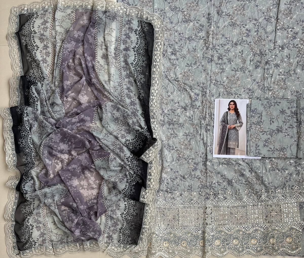 Fatima Zehra with Chiffon dupatta Daman Chikankari Un-stitched-UN2768
