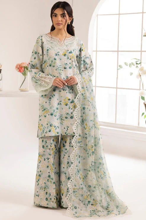 3 Pc Lawn with Patches & Chiffon Dupatta Embroidered Un-stitched-UN2659