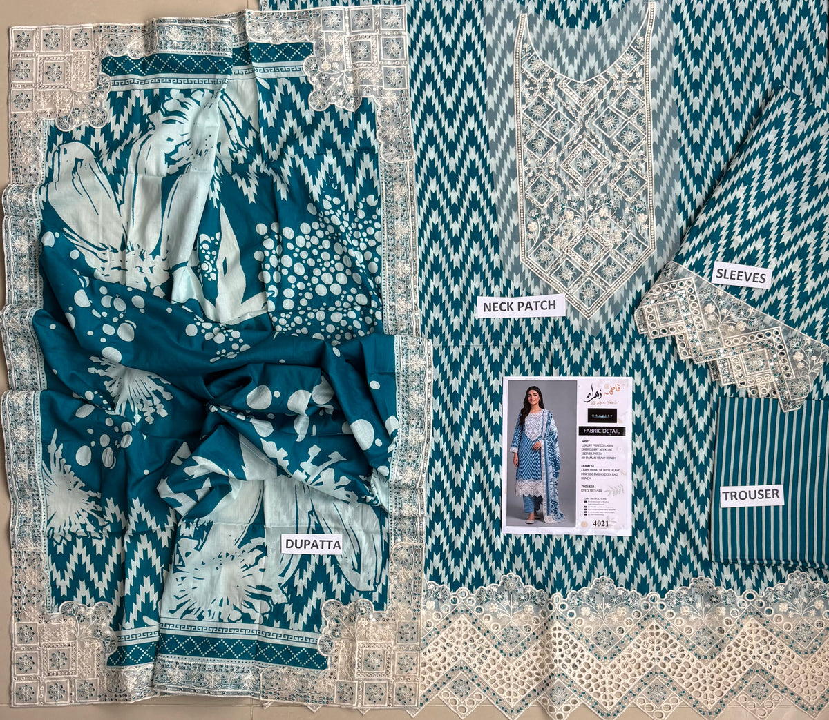 Fatima Zehra with Lawn dupatta Daman Chikankari Un-stitched-UN2764